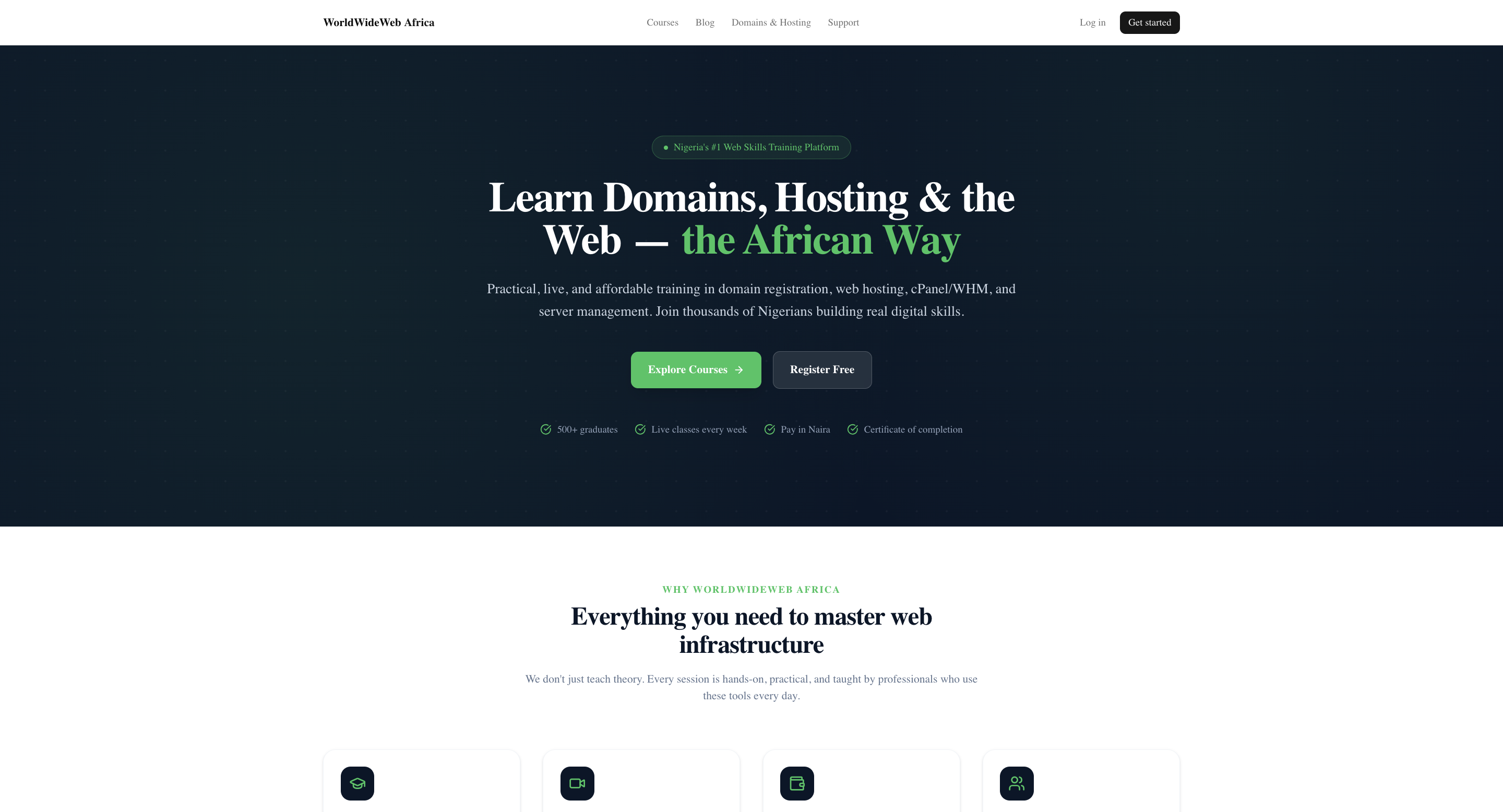WorldWideWeb Africa training platform website